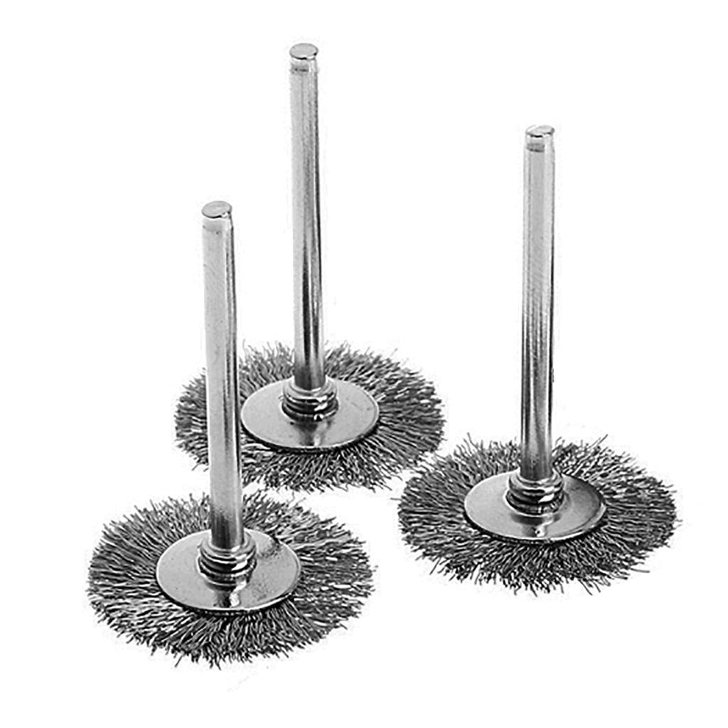 15Pcs 25mm Stainless Steel Wire Brush Set, T-Shape with 1/8" Handle Polishing Wheel Rotary Tool for Surface Polishing, Cleaning, Deburring