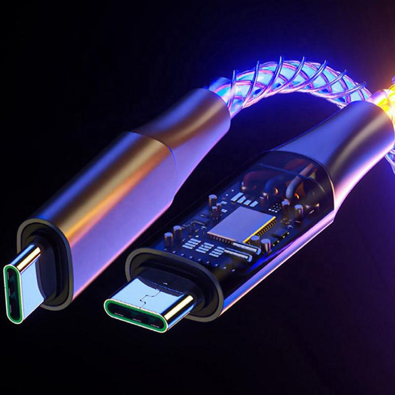 Glowing LED Light Cable 3 in 1 Fast Charging Cord Type C Micro USB For iphone Samsung Xiaomi Huawei Mobile Phone Charger Cable