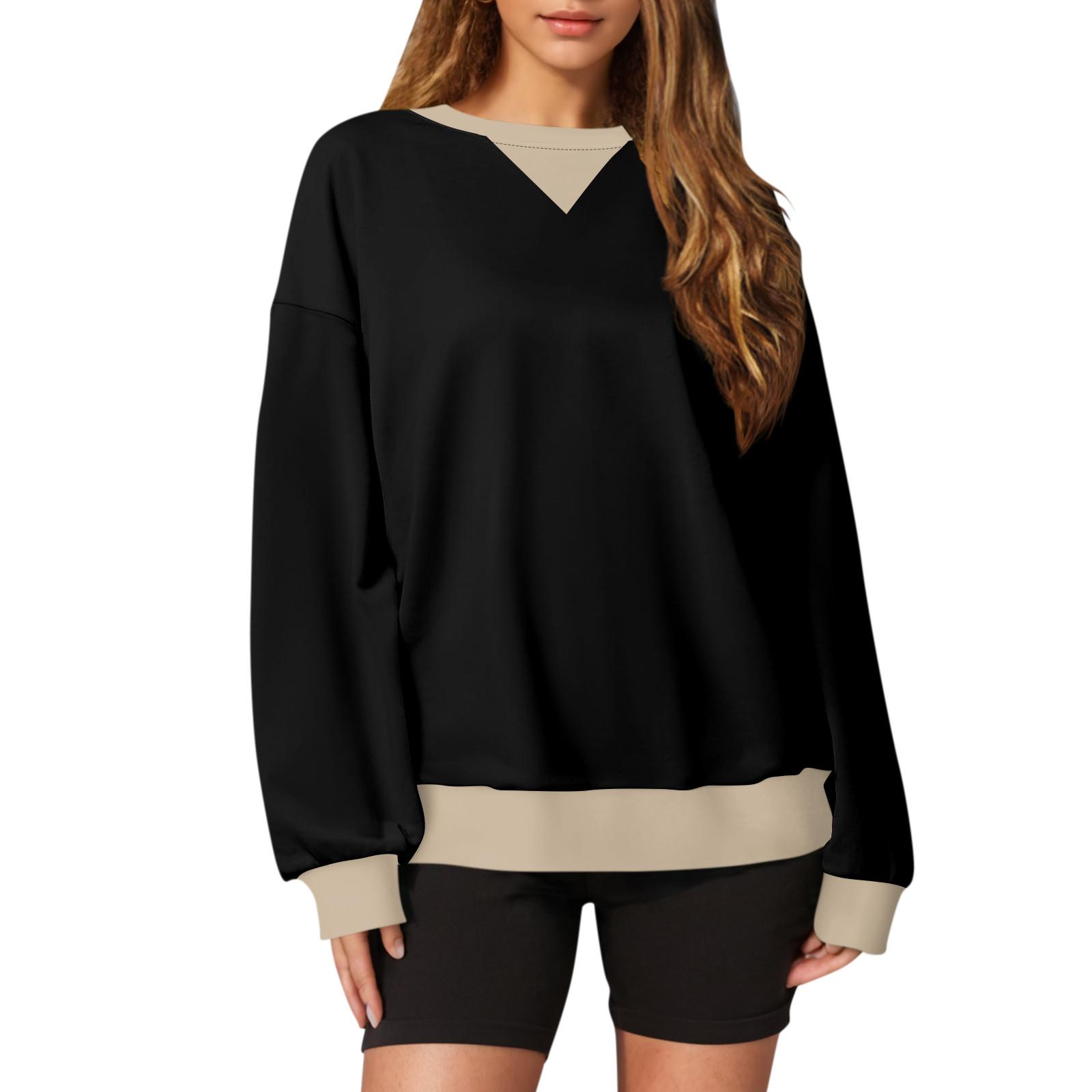 

Женский повседневный пуловер с принтом, рубашка с длинным рукавом, толстовка большого размера M чёрный