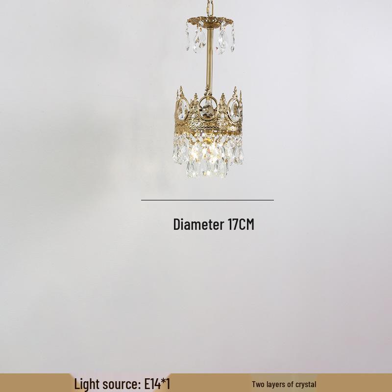 Vintage French Crown Crystal Chandelier - All-Copper Full Spectrum for Living Room, Bedroom, Entry, Bedside, or Wedding Décor.