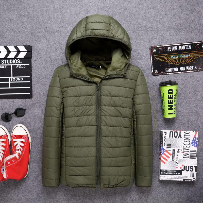 Hooded Padded Jacket Mens Short Youth Large Size Everyday Winter Padded Jacket