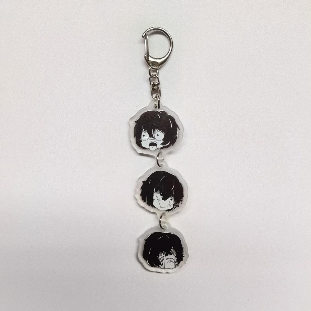 Anime Schlüsselanhänger Schale Hunde Acryl Sushi Nakajima Dazai Blume Schlüsselanhänger Damen Herren Zubehör Tasche Anhänger Chaveio Hohe Qualität Geschenke black