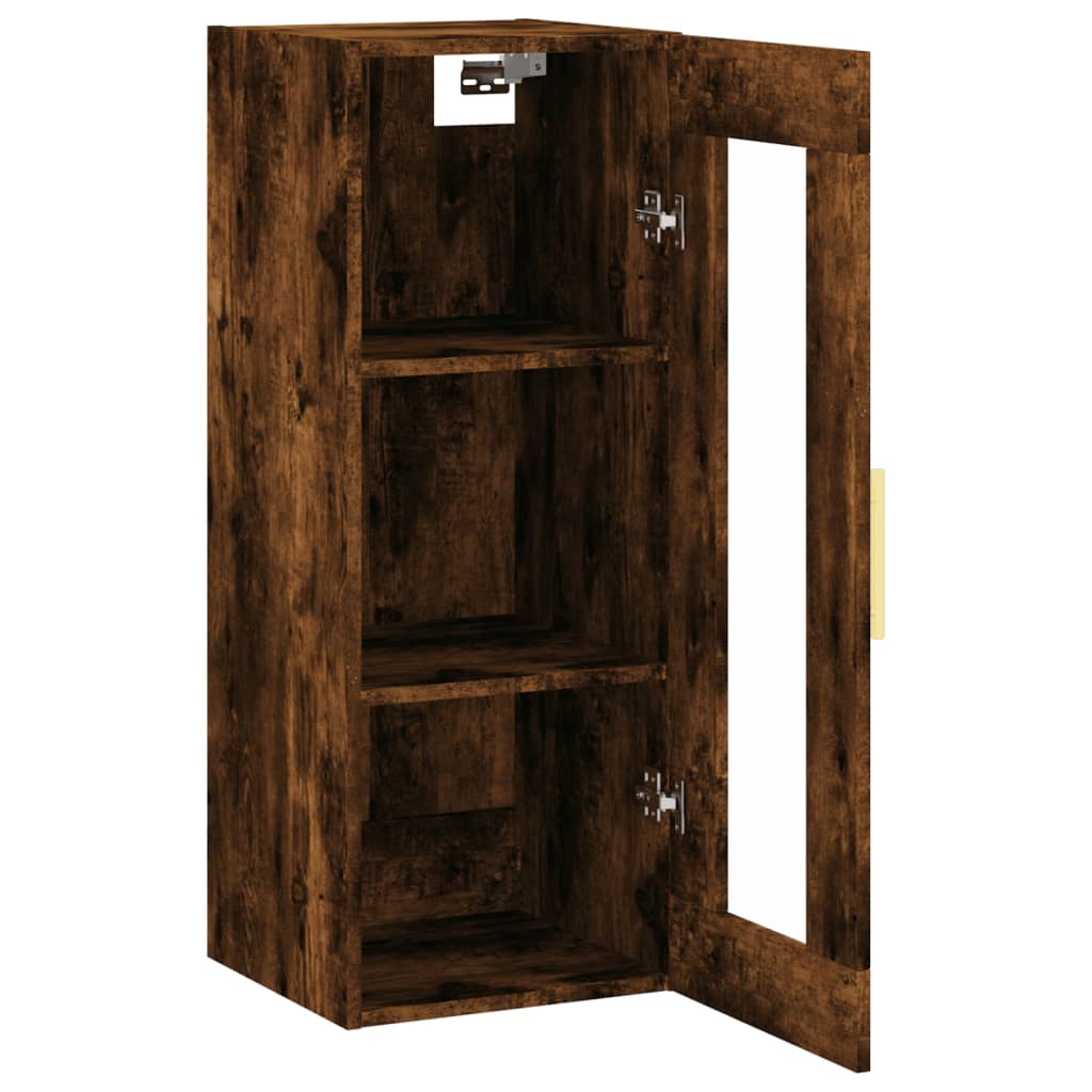 Wall Mounted Cabinet Smoked Oak Finish 34.5 x 34 x 90 cm