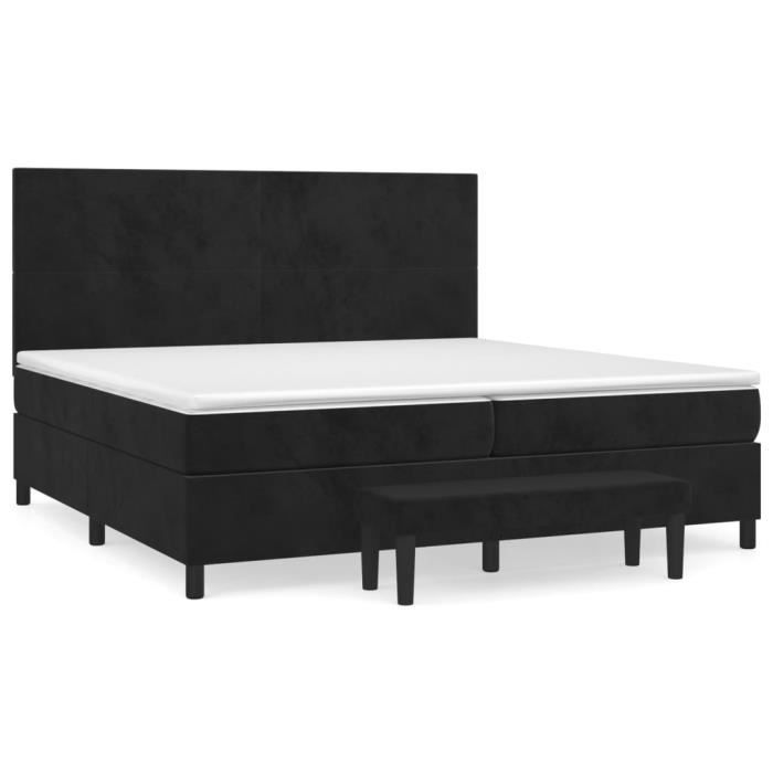 3137745 vidaXL Bed with Box Spring and Mattress Black 200x200 Cm Velvet