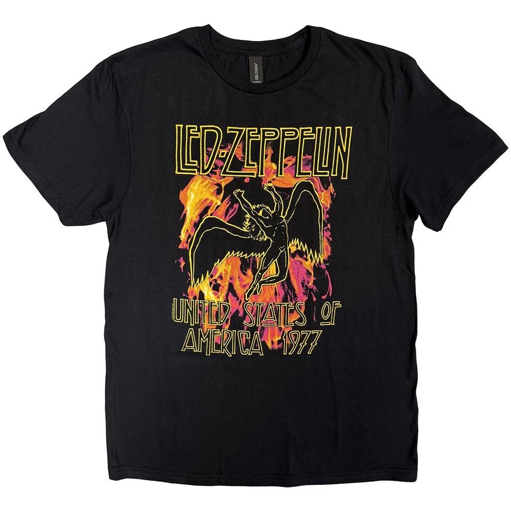 

Led Zeppelin T Shirt Black Flames Band Logo new Official Mens Black XL