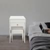 Vanity Table w/ Flip-Top Mirror, Warm White Makeup Vanity with Hidden Storage Compartments & Padded Stool, Sturdy Dressing Table