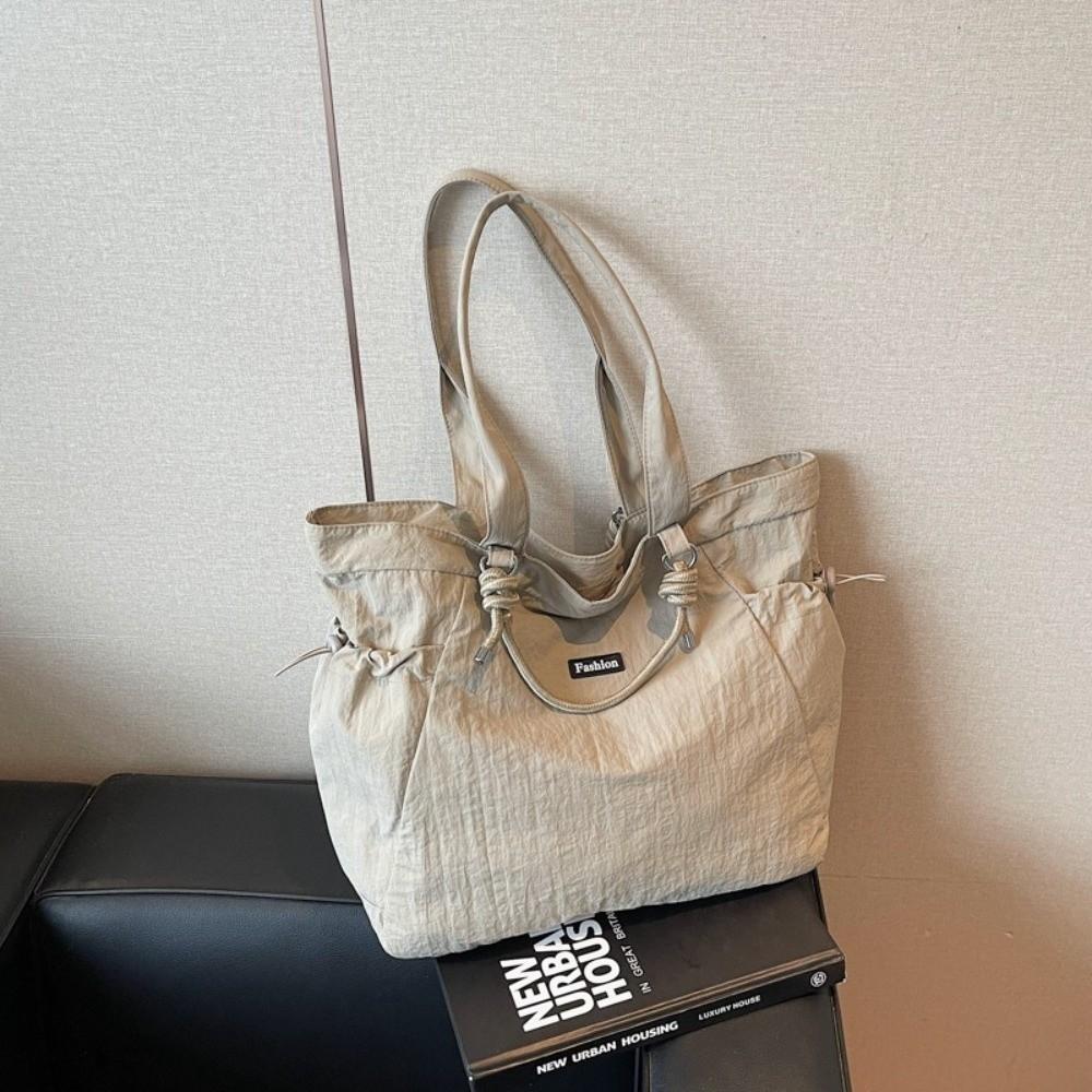 Large Capacity Women's Totes Bag Solid Color Commuting Handbag Fashion Nylon Shoulder Bag  Girls