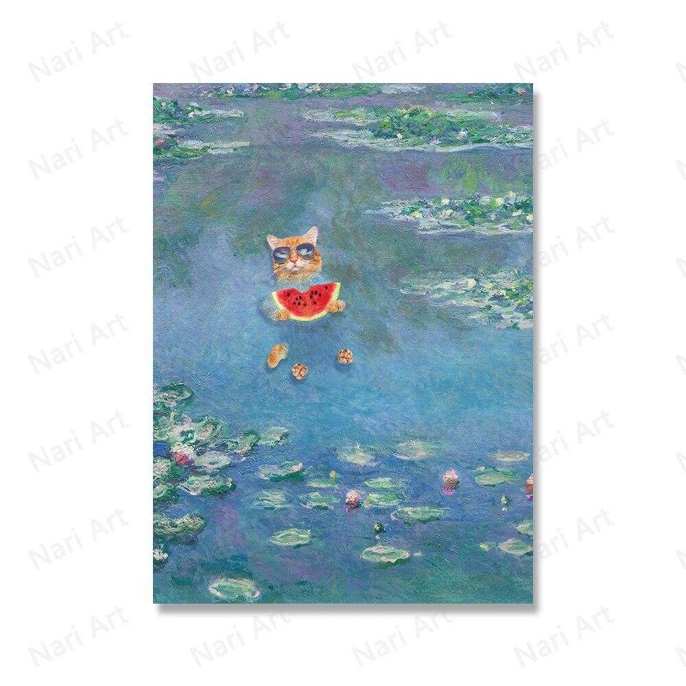 The World Is Ruled by Cats Wall Art Canvas Painting Funny Famous Moive Poster And Print The Great Wave Pictures For Living Room No Frame