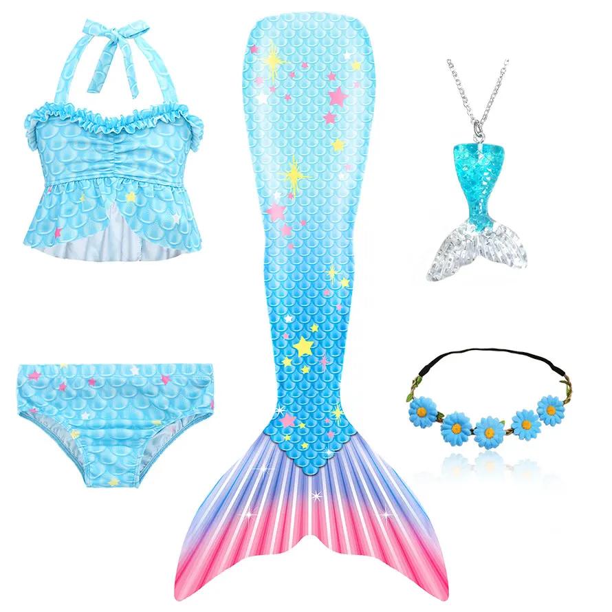 New The Little Mermaid Tails Ariel Memaid Swimsuit Bikini Bathing Suit Halloween Costume Girls Can Add Monofin for Pool Swim