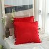 Velvet Pillow Cover with Ball Lace, Soft Cushion Cover, Monochrome, Modern and Simple, Fur Ball, 30x50, 40x40, 50x50, 65x65cm