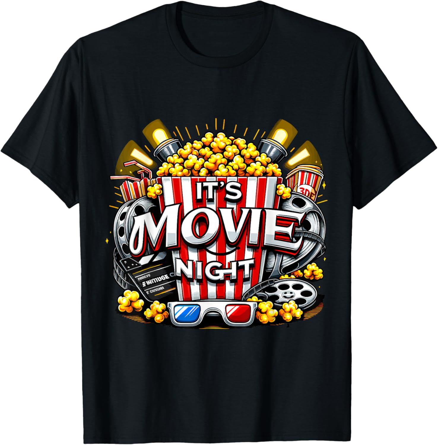 

It s Movie Night Popcorn Cinema T-Shirt 5XL різнокольоровий