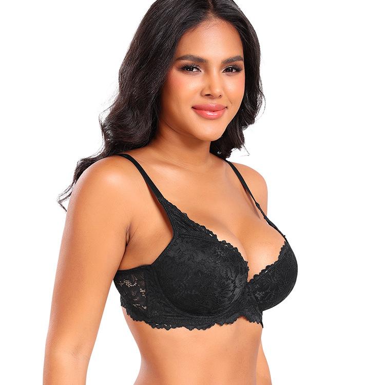 

Fashion Lace French Style Bra, Plus Bras Lace Push Up Lingerie for Women 34B чёрный
