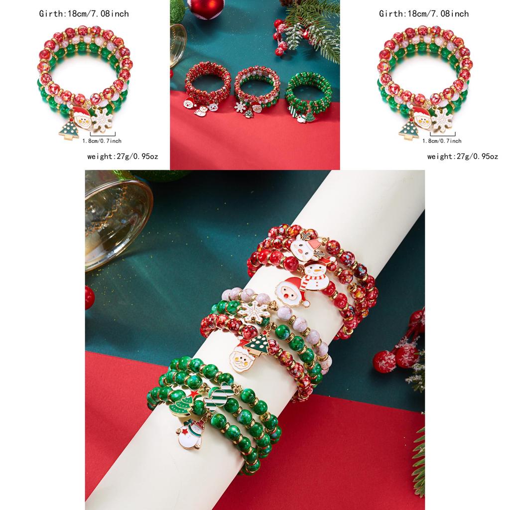 Weihnachts-Charm-Armband-Set mit Schneeflocke, Rentier, Weihnachtsmann zum Verschenken in der Weihnachtszeit