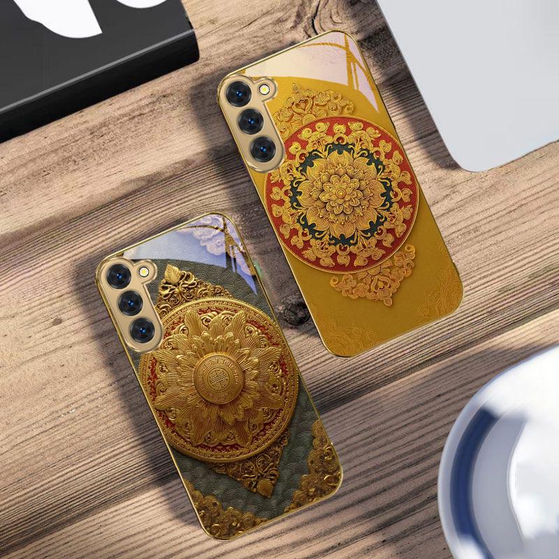 Yellow Chrysanthemums For Samsung Galaxy S20 FE S21 S22 S23 Plus S24 Ultra 25Ultra S21+ S9+ S22Plus Golden Glass Phone Case