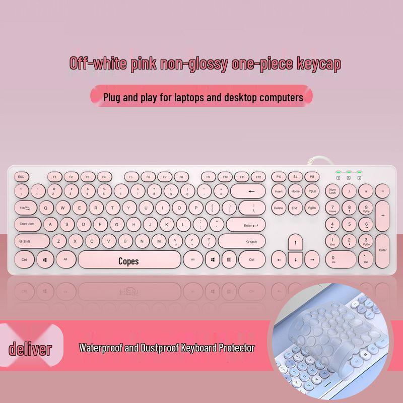 Silent Wired Chocolate Punk Keyboard - USB for Home, Office, Gaming, and Typing