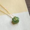 Hollow Carved Flower Shaped Pendant Necklace Natural Jade Necklace Dainty Choker