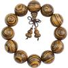 Purple Yew Wood Handcrafted 108-Piece Tiger Skin Sandalwood Buddhist Beads Bracelet for Couples