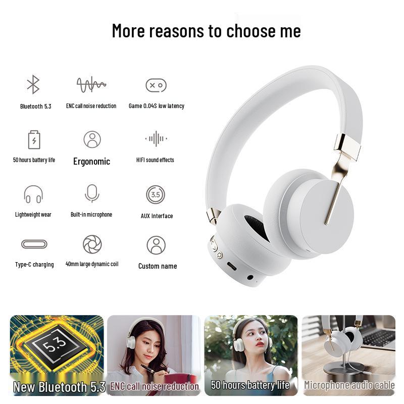 Over-Ear Bluetooth Headphones: Ultra-Long Battery, No Latency, Perfect for Sports & Gaming