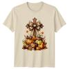 Leopard Print Cross Pumpkins Harvest T-Shirt Religious Autumn Decor Christian
