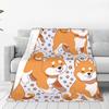 Cute Shiba Inu Dog Pattern Blankets Warm Flannel Sofa Throw Blanket for Couch Bedding Travel Throws Bedspread Quilt