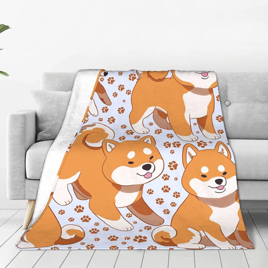 Cute Shiba Inu Dog Pattern Blankets Warm Flannel Sofa Throw Blanket for Couch Bedding Travel Throws Bedspread Quilt