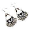Versatile Retro Ethnic Multi-Element Earrings: Seed Beads, Wood & Oil-Rubbed, Triangle & Fan Shapes, Metal Ball Accessories