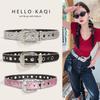 Y2K Punk Style Women's Sequin Rhinestone Leather Belt - Trendy Jean Accessory