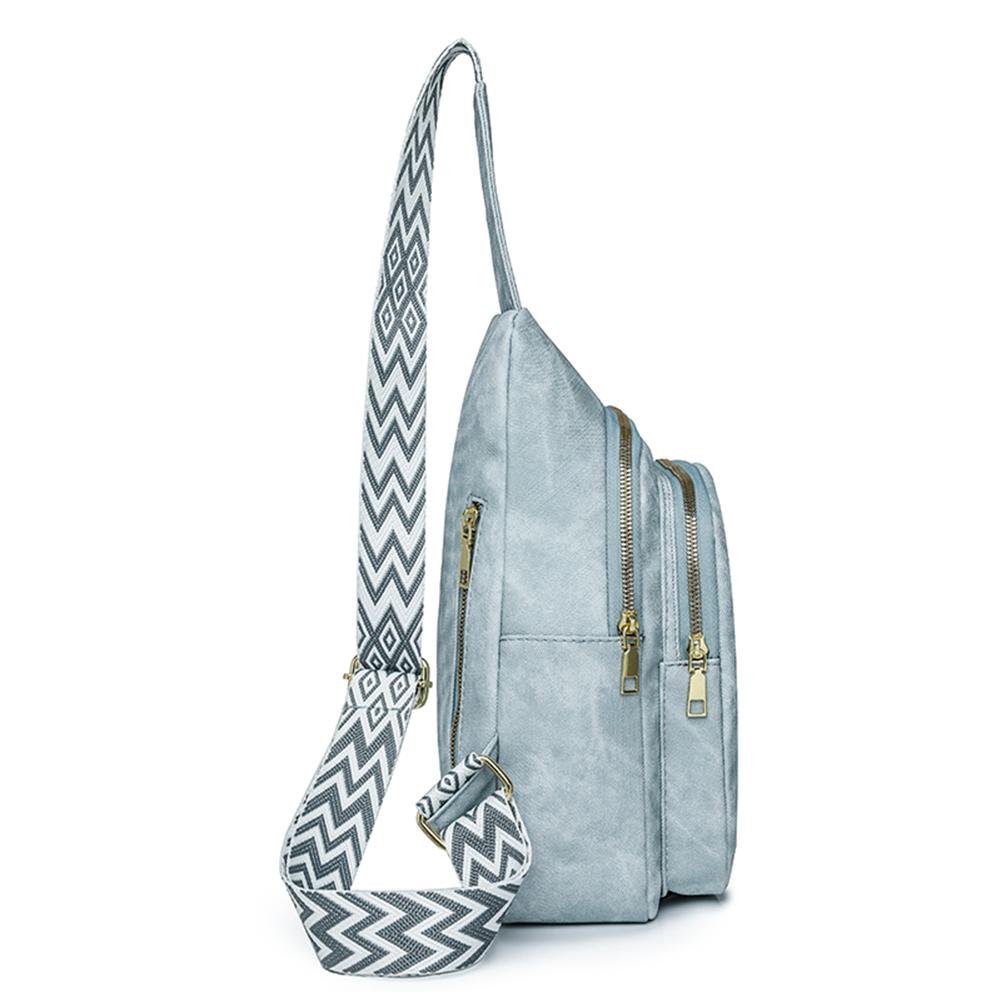 Women Stylish Crossbody Bag with Wide Strap Vintage Chest Bag PU Leather Simple Shoulder Bag Travel Outdoor Bag