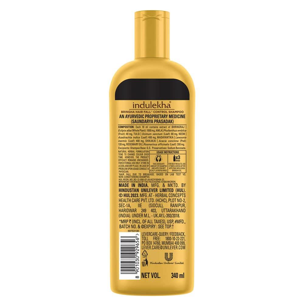 Indulekha Bringha Shampoo Hair Fall Control And Growth Pack Of 2 340ml Each Nourishing Ayurvedic Cleanser For Stronger Thicker Shiny Hair