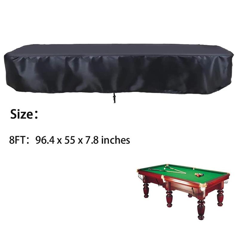 A34R 5Pcs 8Ft Billiard Pool Table Cover With Drawstring Durable Waterproof Table Cover For Rectangle Table, Black