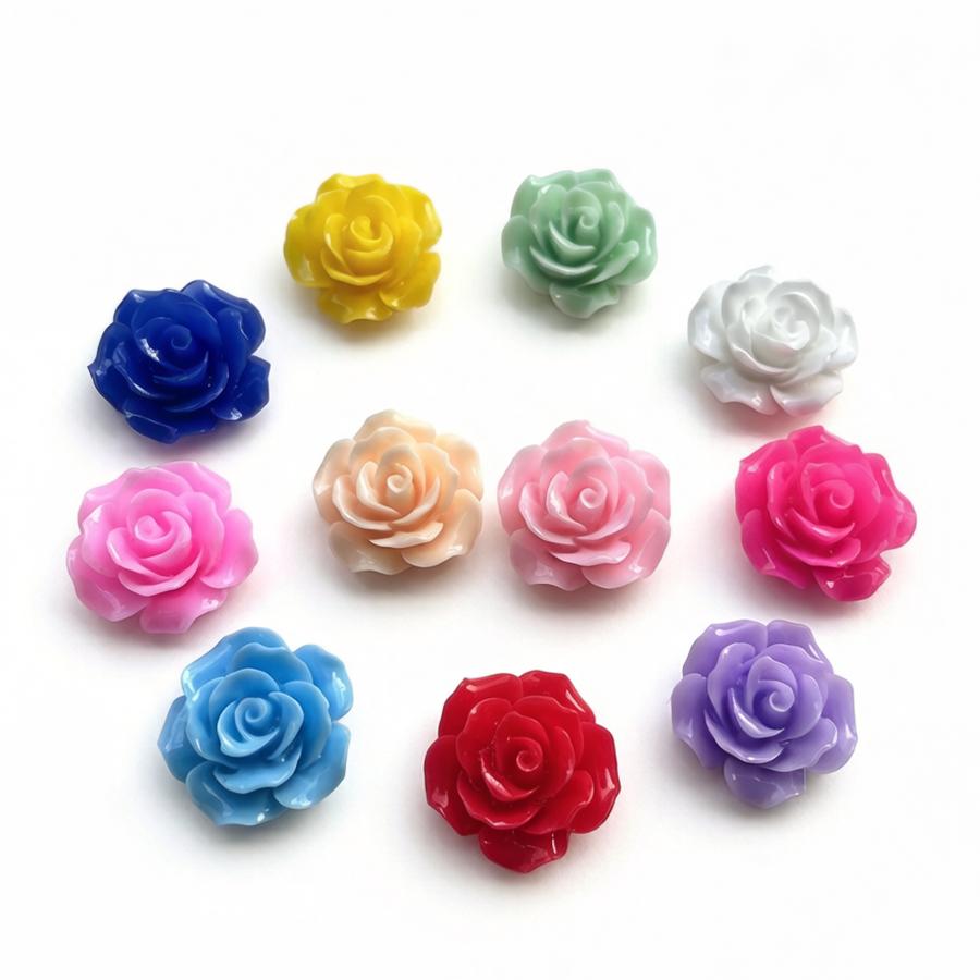 20 pieces of colorful 20mm flat back resin 3D roses suitable for decorating phone cases, jewelry making, DIY materials