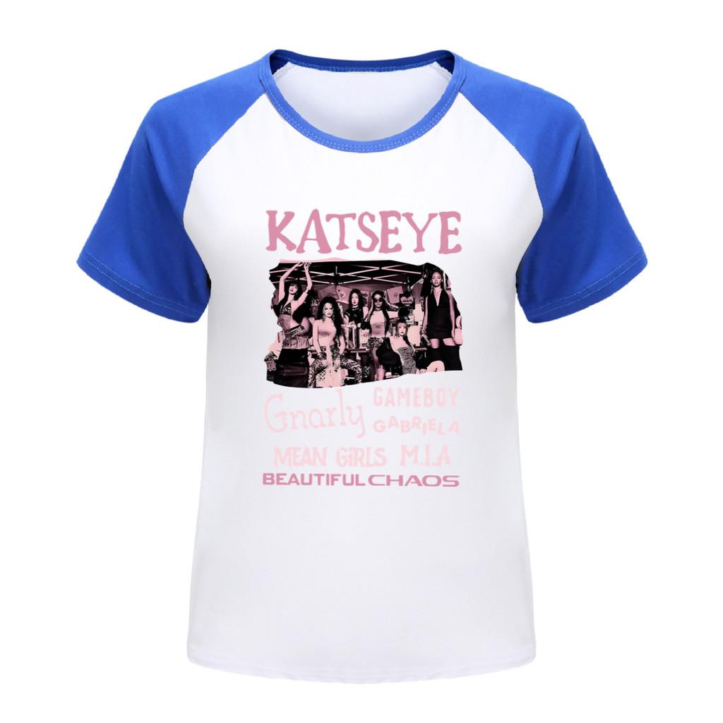 5296 Kinder Mädchen KATSEYE Print Freizeit-Baumwoll-T-Shirt