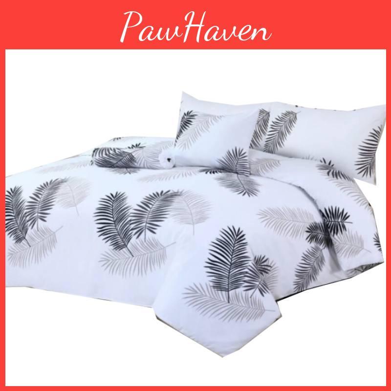 Leaf Print Design Duvet Cover Pillowcase Bedding 3 Piece Set Daily Bedroom Use
