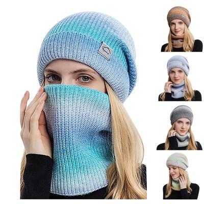 Damen Wollmütze Verdickung Warme Ohren Kalte Strickmütze Zwei Sets