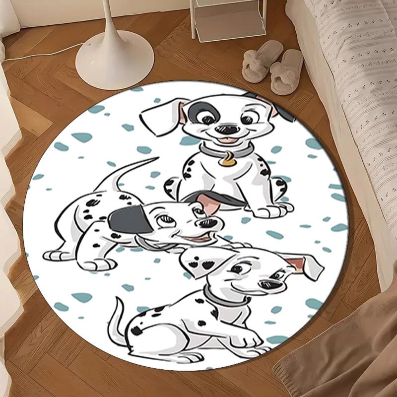 1PC Dalmatian Paws Collar Round Rug for Livingroom,Bedroom, Palyroom, Chair Rug, Area Rug, Circle Carpet, Large Size Fan Christmas Gift