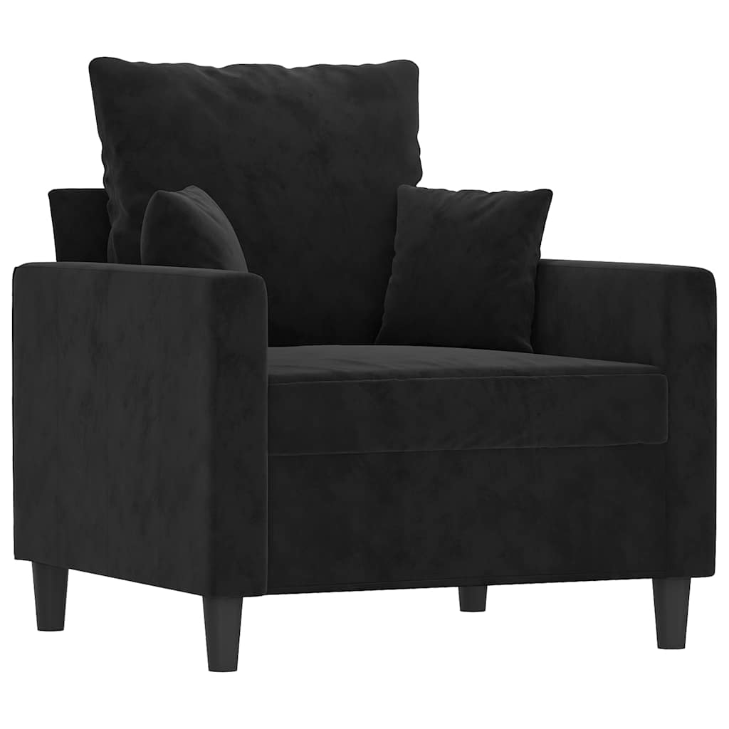 Vidaxl Fotel, Czarny, 60 Cm, Obity Aksamitem