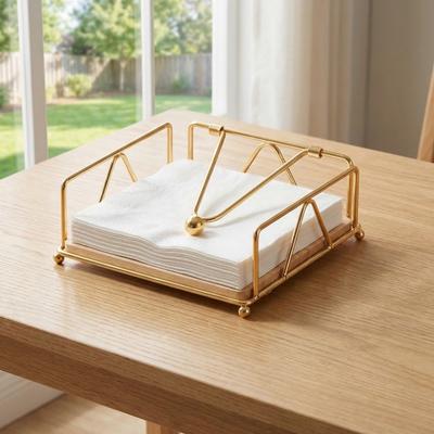 Durable Iron Tissue Box Square Sturdy Napkin Holder Decorative Tabletop Table Storage Table Storage