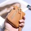 Dame PU Læder Dobbelt Lynlås Møntpung Håndledsrem Pung Stor Kapacitet Kortindehaver Nøglepung Lille Clutch Taske med Nøgleringsrem