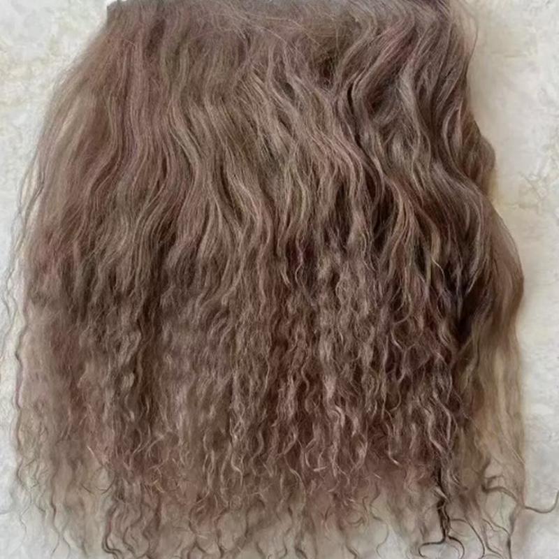 Mongolei Fell Schaffell Wolle Extensions Haarsträhne Lockige Textur Lockige Haarverlängerungen Strapazierfähig Lammfell Fell Puppe Spielzeug Zubehör