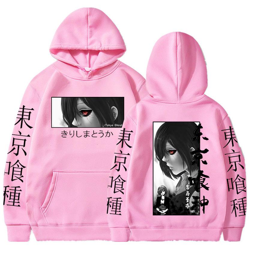 Japanischer Anime Tokyo Ghoul Hoodies Touka Kirishima Augen Cartoon Bedruckte Baumwollpullover Unisex Casual Übergroßes Sweatshirt Harajuku Streetwear