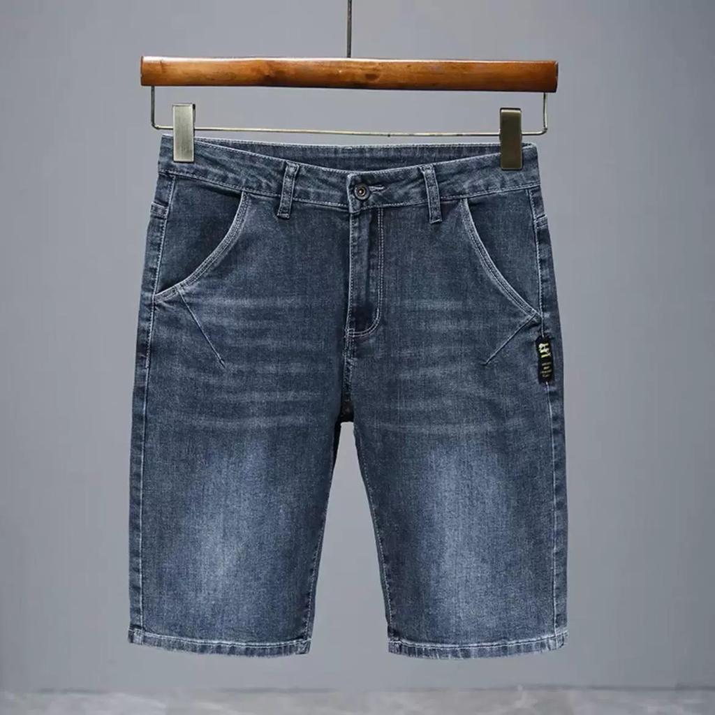 Men's Straight Casual Denim Shorts Simple Solid Color Slim Jeans Comfortable Breathable Bermuda Short Pants Summer