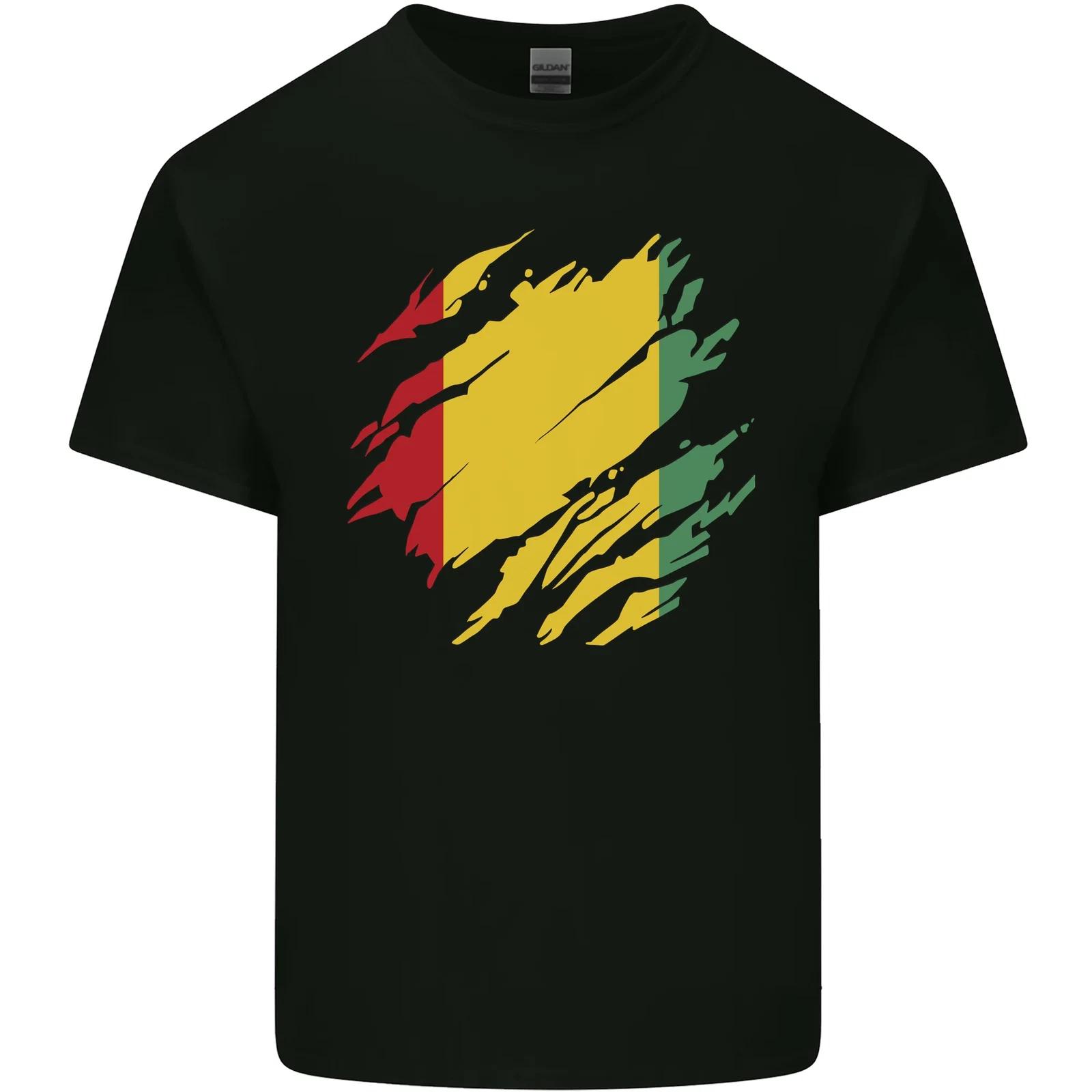 Torn Guinea Flag Guinean Day Football Kids T-Shirt Childrens S