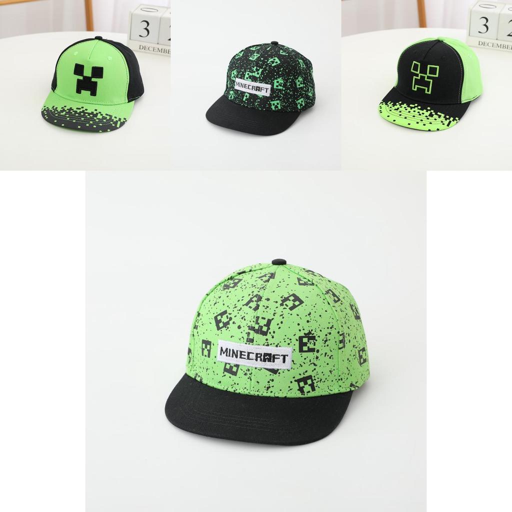 Minecraft Pattern Childrens Hip Hop Style Cotton Dad Hat With Flat Brim For Outdoor Play