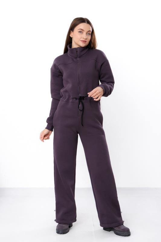 Jumpsuit – Women's Warm Zip-Up with Stand Collar & Waist Tie, Winter 8443-025 HC