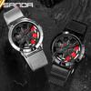 Sanda Men's Creative Rotating Quartz Wristwatch with Mesh Strap