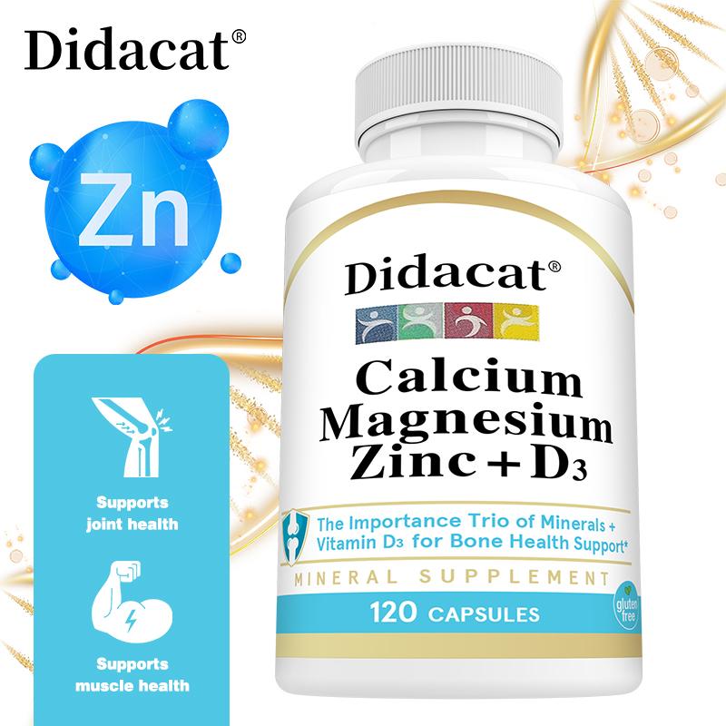 Gli integratori di calcio, magnesio, zinco e vitamina D3 sono benefici per la salute delle articolazioni, delle ossa e del sistema immunitario 120 capsule