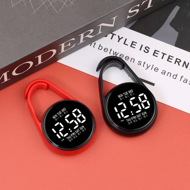 1Pcs LED Mini Electronic Watch Touch Digital Pocket Watch Night Light Hanging Watches Keychain Pendant Students Supplies