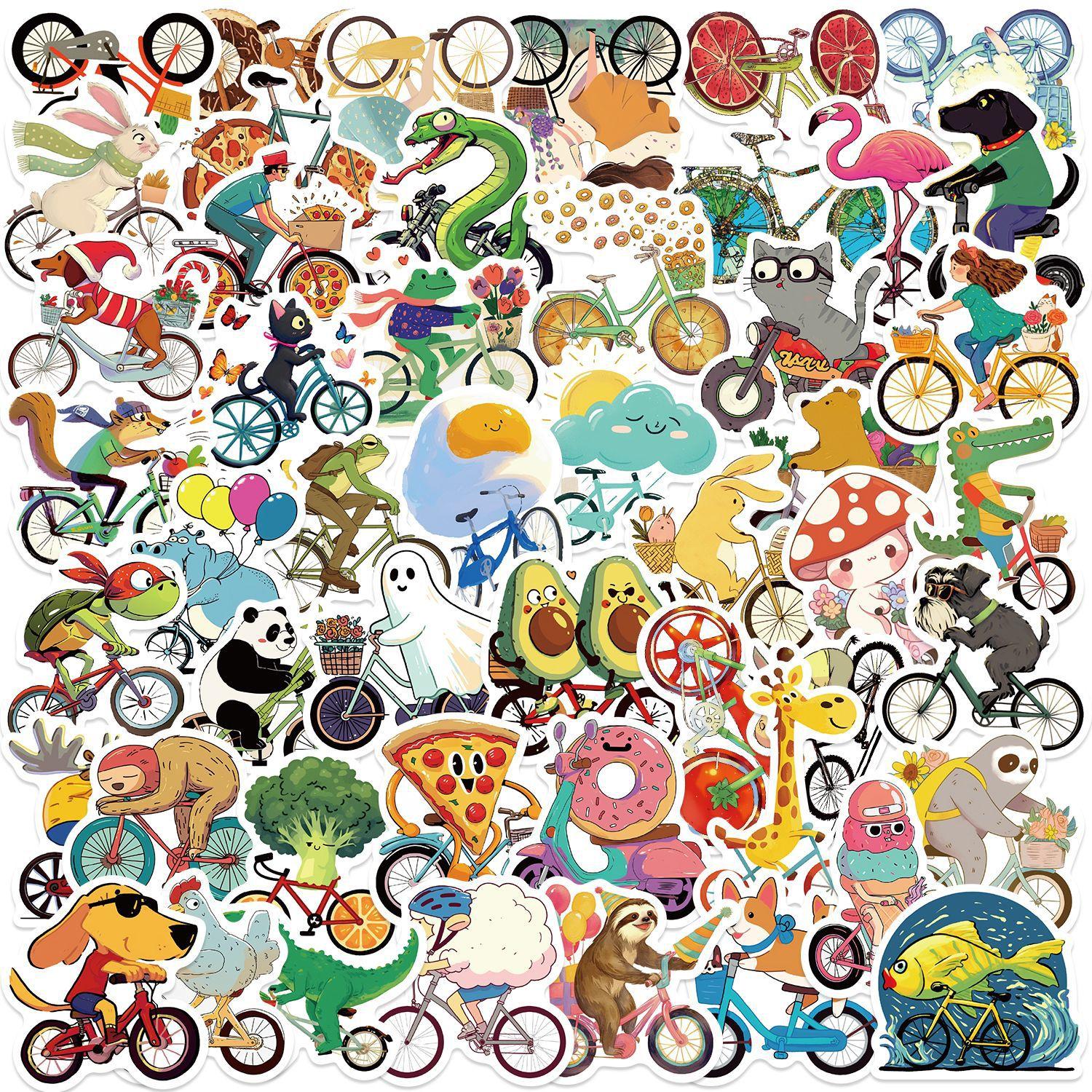 

50 Animal Food Stickers for Bicycles Decorate Notebook Suitcase DIY Stickers