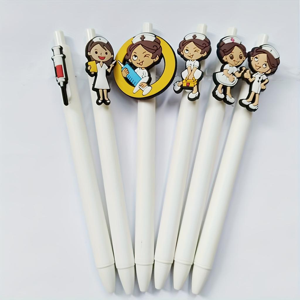 8pcs Nurse-Themed Ballpoint Pens with Cute Cartoon Nurse & Medical Icons - Durable Plastic Pens for, Office