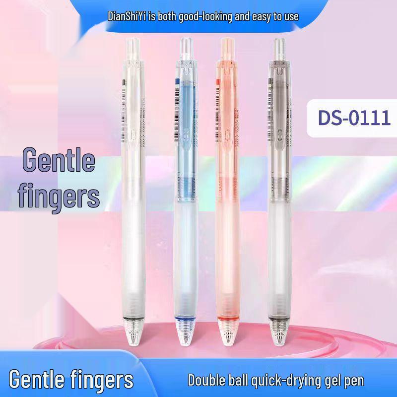 

DianShi DS0111 Gentle Fingertip Bullet Tip 0.5 Quick-Drying Study Pen Clear Barrel - Black Ink